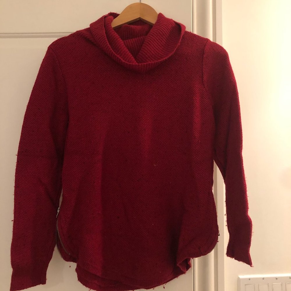 Lucky Brand Red Cowl Neck Sweater